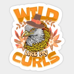 Thanksgiving Turkey Wild Like My Curls Funny Toddler Curly Sticker